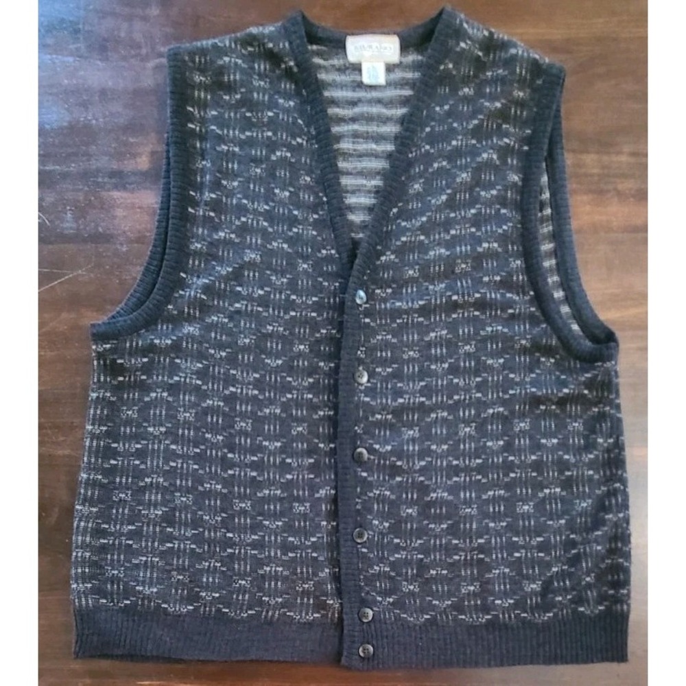 Vintage Sweater Mens L Cardigan Vest Wool Blend Eclectic Grandpa Italy